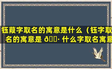 钰葭字取名的寓意是什么（钰字取名的寓意是 🌷 什么字取名寓意好吗）